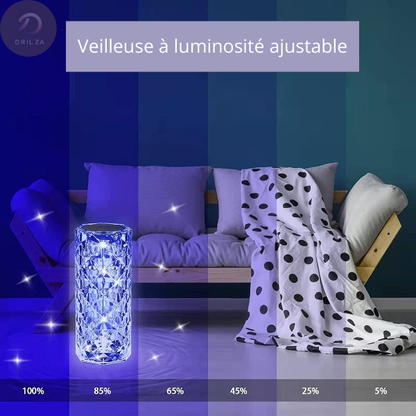 Lampe LED rechargeable en cristal Aste : élégance et lumière tactile